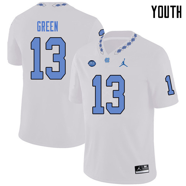 Jordan Brand Youth #13 Antoine Green North Carolina Tar Heels College Football Jerseys Sale-White